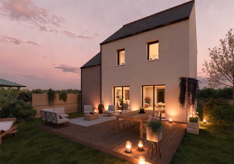 modèle maison argoat extérieur nuit